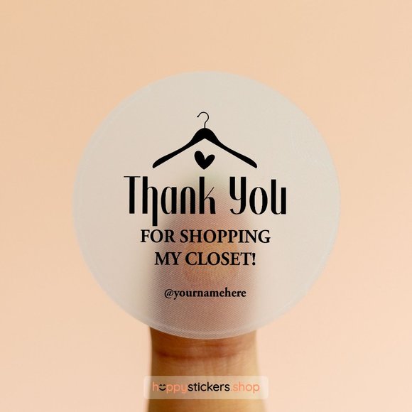 Thank You For Shopping My Closet Stickers with Name or Custom Text - Picture 16 of 17